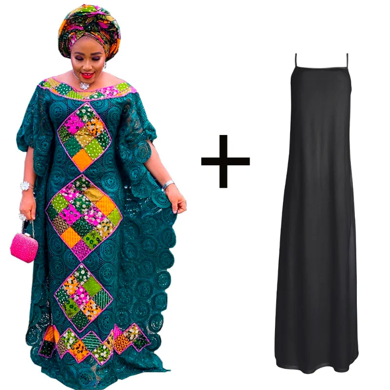 

Plus Size African Lace Dresses Elegant Women Traditional Dashiki Boubou Wedding Party Hippie Gown Turkey Wears For Ladies