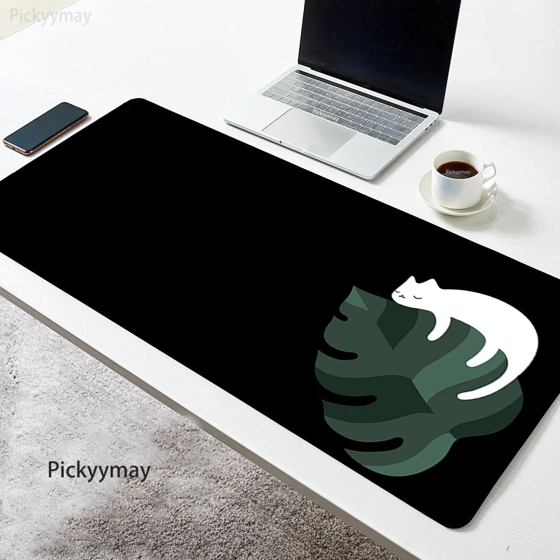 Grandes Plantas Kawaii Imprimir Mouse Pad Escritório Mousepad Tapete de Mesa de Borracha Arte Empresa Desk Pad Gato Bonito Laptop Tapetes 900x 400 mm - Imagem 3