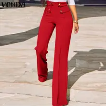 

Ladies Long Pants VONDA Women Summer Spring Wide Leg Trousers Pantalon Femme Casual High Waist Solid Y2K Streetwears Female