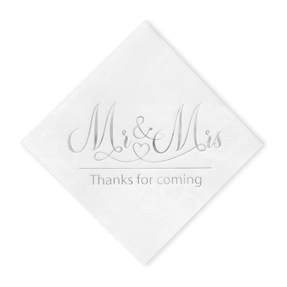 

Custom Wedding Napkins, Mr and Mrs Gold, Cocktail Beverage Napkins,Wedding Reception Decorations, Shower Engagement Party, 50Pcs