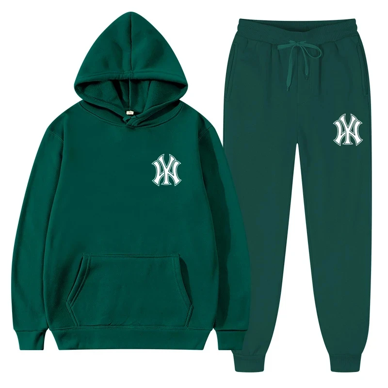 Men and Women Hooded Sweater & Drawstring Pants, Sports Hood, Running Sportswear, Brand Sweater, 2 Pcs Set