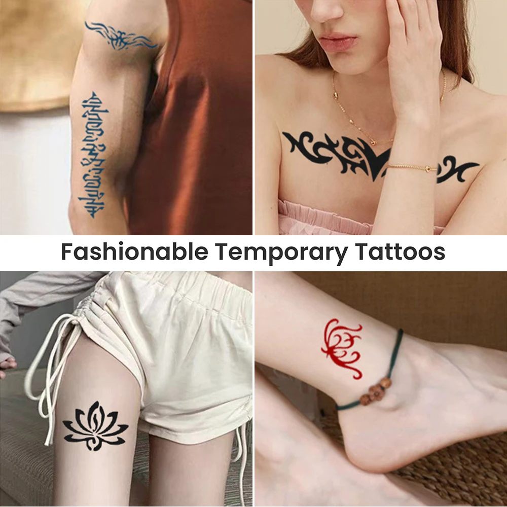 8 Bottles Temporary Tattoo Kit 8 Color Temporary Tattoo Ink with 62 Tattoo Stencils for Halloween Body Paint Art DIY Fake Tattoo - 4