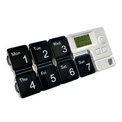 Portable Weekly Pill Organizer with Alarm Reminder - Ideal for Travel, Vitamins, and Supplements (Black 7Grids)