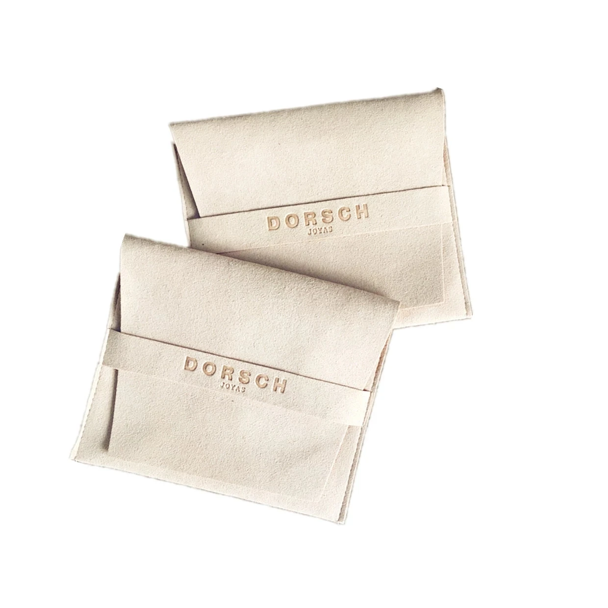 50pcs ivory color custom personalized embossed logo printing microfiber jewelry bag bag custom jewelry packaging bag