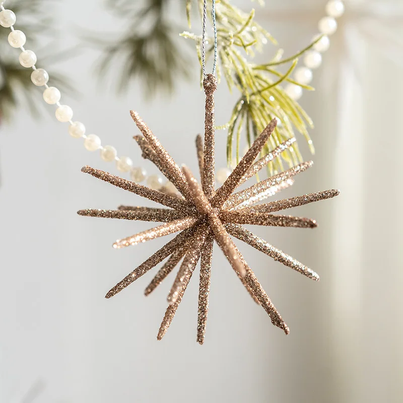 Christmas Decorations 4pcs/set Blingbling Christmas Tree Decoration Pendant Christmas Ornament Champagne White Explosive Star