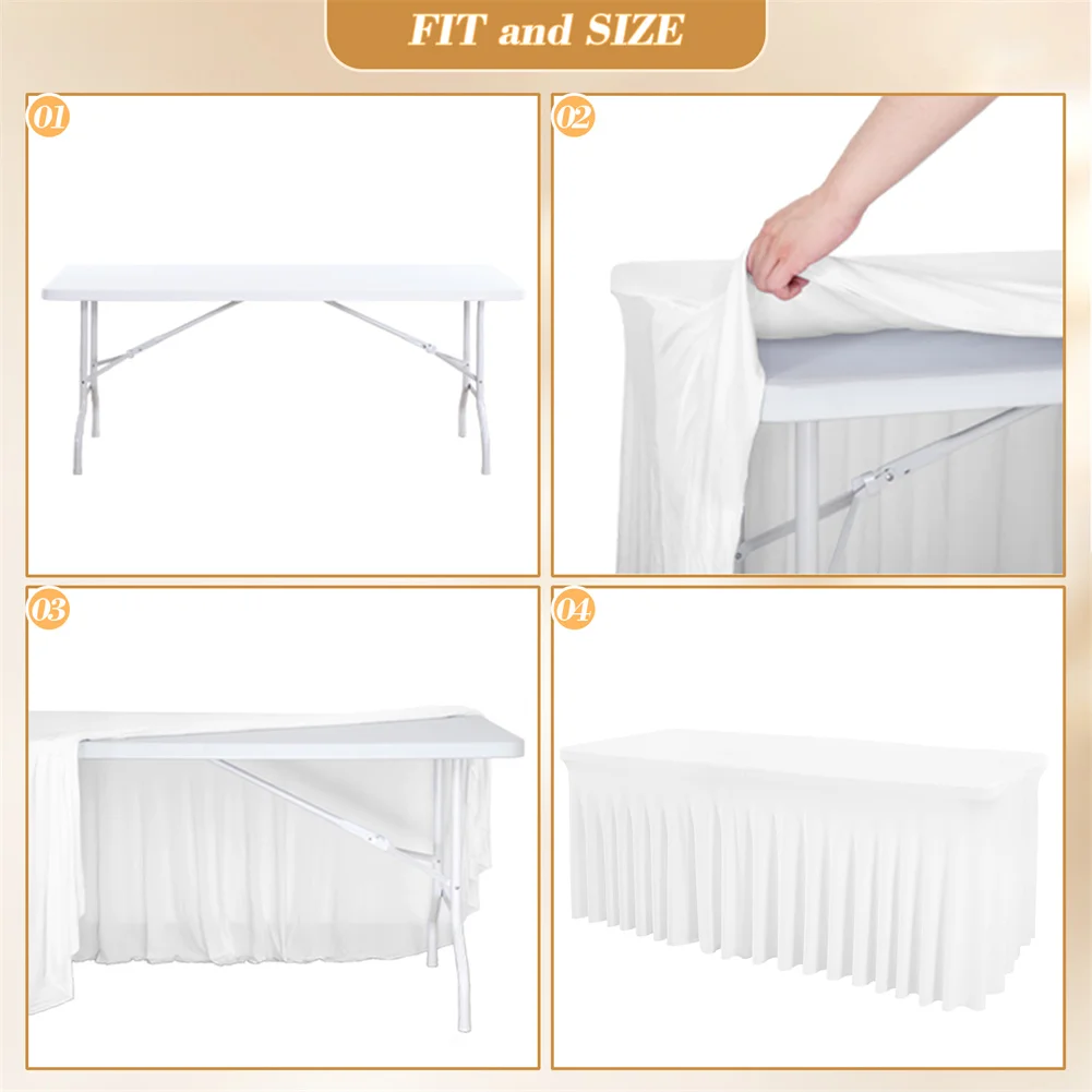 Table Skirt Table Cover Rectangular Fitted Tablecloth Wrinkle Free Cloth For Parties Banquets Vendor Event