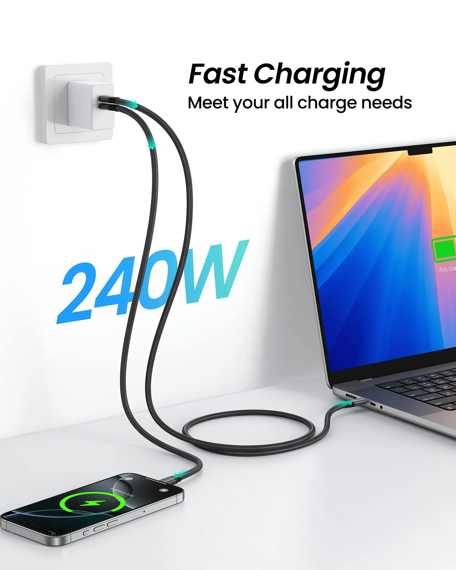 USB5 케이블 80Gbps 240W 8K 썬더볼트 4 타입 C 고속 충전 썬더볼트3 USB 5.0 USB C to C 데이터 전송 케이블 노트북용