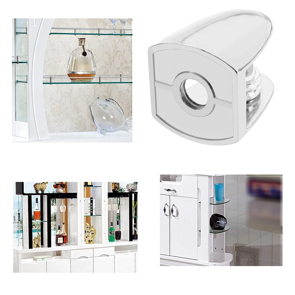 Glass Shelf Clamp Holder Glass Fasteners 8Pcs Glass Clamp Adjustable Zinc Alloy Glass Clip Wall Mounting Shelf Clamp Holder Flat Back Mount Holder For Staircase Handrail