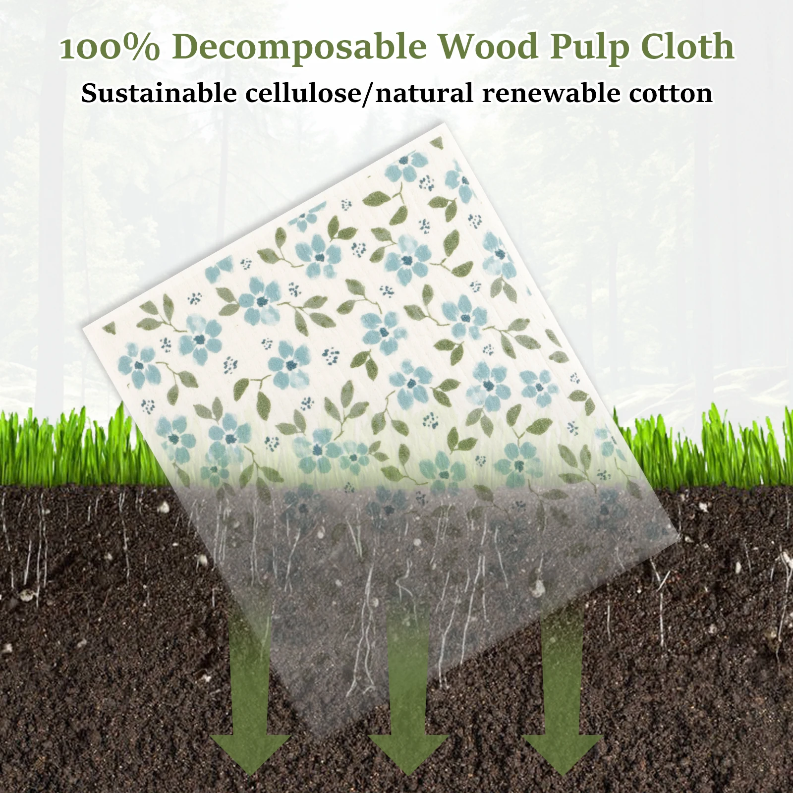 Swedish Dishcloths Soft Cellulose Sponge Cloths Environmentally Friendly Cleaning Wipes Absorbent Kitchen Counter Rags for Wash