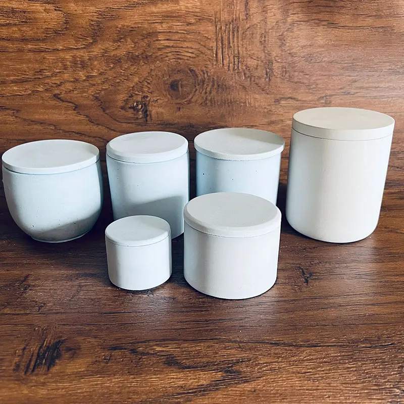 Silicone Molds for Concrete Candle Vessel Mold Cement Cup with Lid Round Storage Tank Plaster Clay |