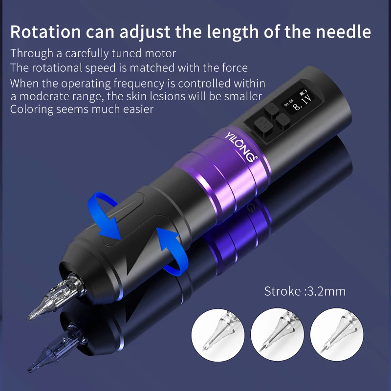 Professional YILONG Wireless Tattoo Pen Machine 1500mAh Battery