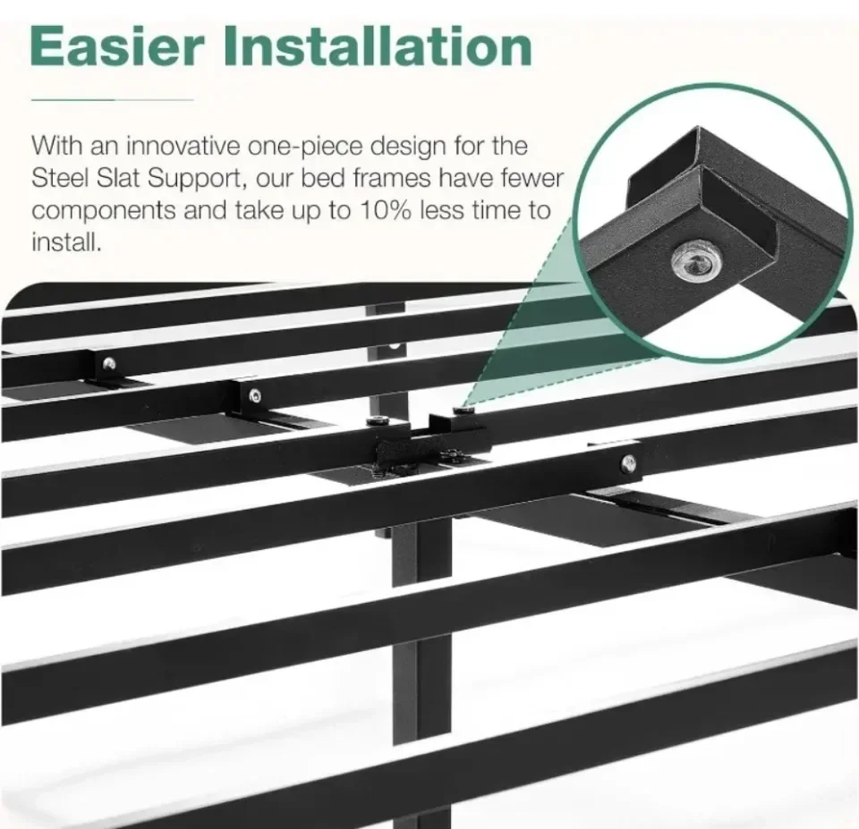 Description Picture 6 of itemMetal Platform Bed Frame Queen Size with Storage Space Under Heavy Duty Sturdy Iron Frame Bed Folding Beds Frame Bedroom Furnitu