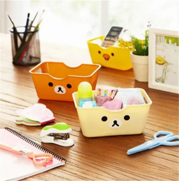 Description Picture 6 of item1PC Portable Mini Storage Baskets Desktop Sundries Organizer Laundry Basket Plastic Cosmetic Makeup Sorting Basket with Handle