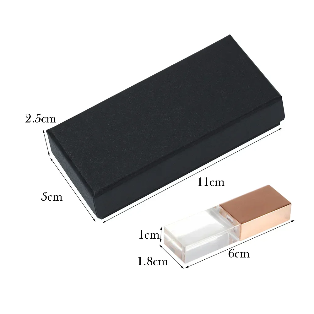 1개 무료 3D 프린트 로고 LED 조명 패션 크리스탈 USB 플래시 펜 드라이브 128GB 펜드라이브 64GB 펜드라이브 32GB 16GB 8GB 4GB
