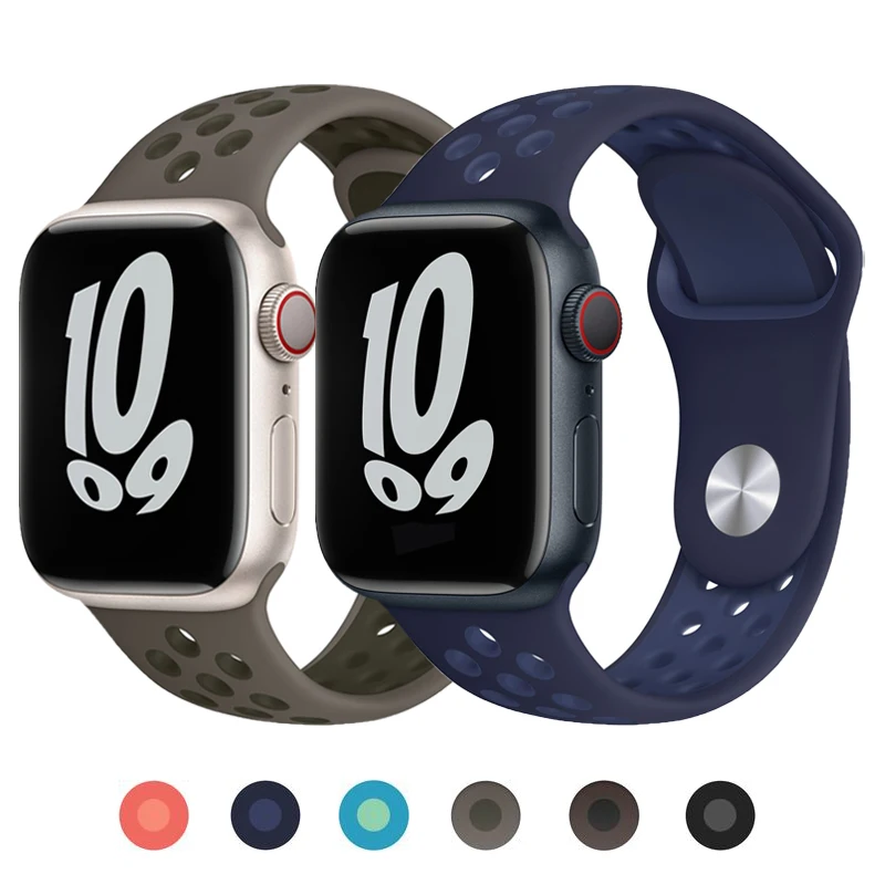 Ремешок силиконовый для Apple watch band 44 мм/40 мм/42 мм/38 мм Воздухопроницаемый браслет