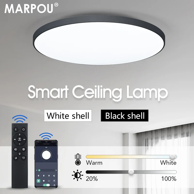Modern LED Ceiling Lamp with Remote Control - Dimmable Lighting
