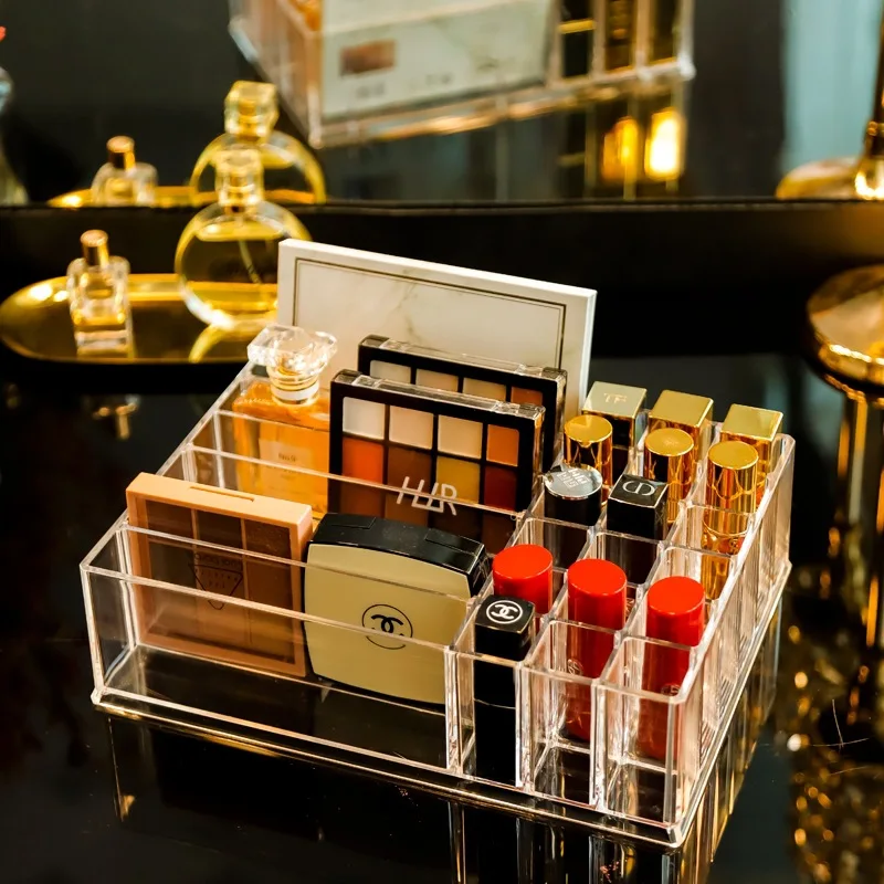 Large 8girds Makeup Holder Eyeshadow Palette Storage Organizer Cosmetic Case 2in1 Desktop Drawer Storage Box Lipstick Holder