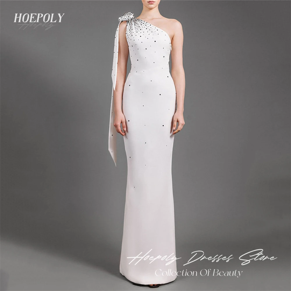 

Hoepoly Luxury One Shoulder Sequined Evening Dress For Woman Summer Style Fashion Simple Classy Party Long Prom Gown New 2023