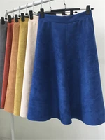REALEFT New 2025 Autumn Winter Women Suede Midi Skirts High Waist Multi Color Elegant A-Line Skirts Umbrella Ladies Skirt Female - Image 2