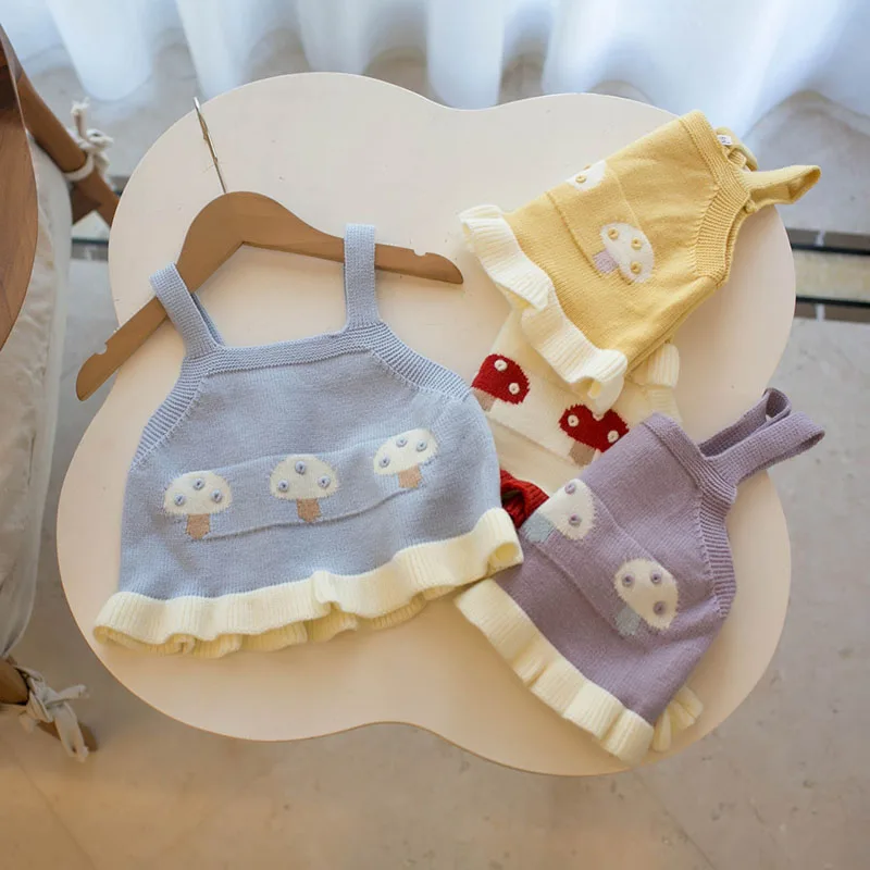 Soft Knit Girls Halter Tops for Summer