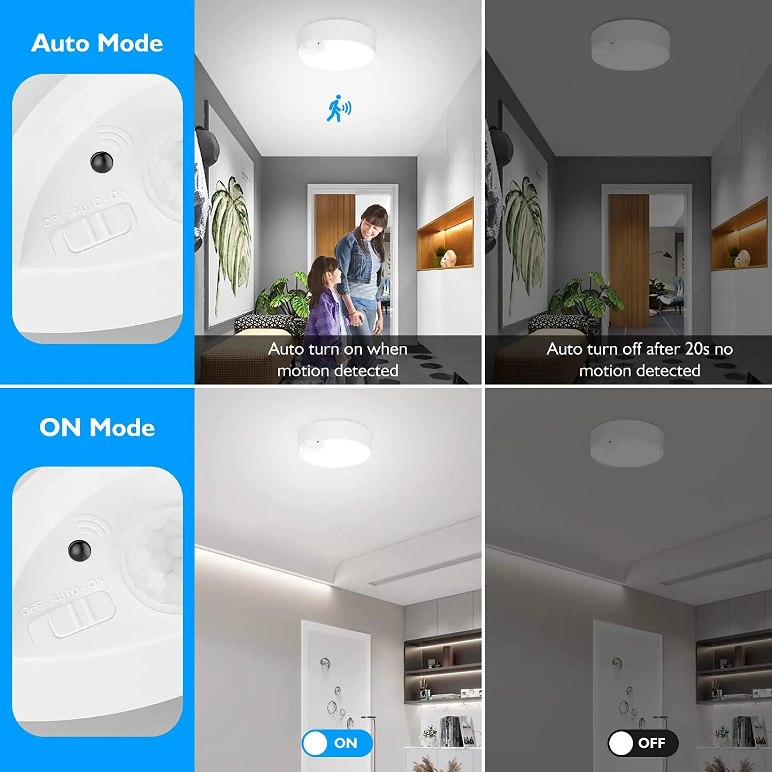 LED Sensor Ceiling Light with Motion Sensor USB Rechargeable with Remote Dimmable led ceiling light ceiling light motion sensor ceiling lamp for Closet Shower Stairs Storage Hallway
