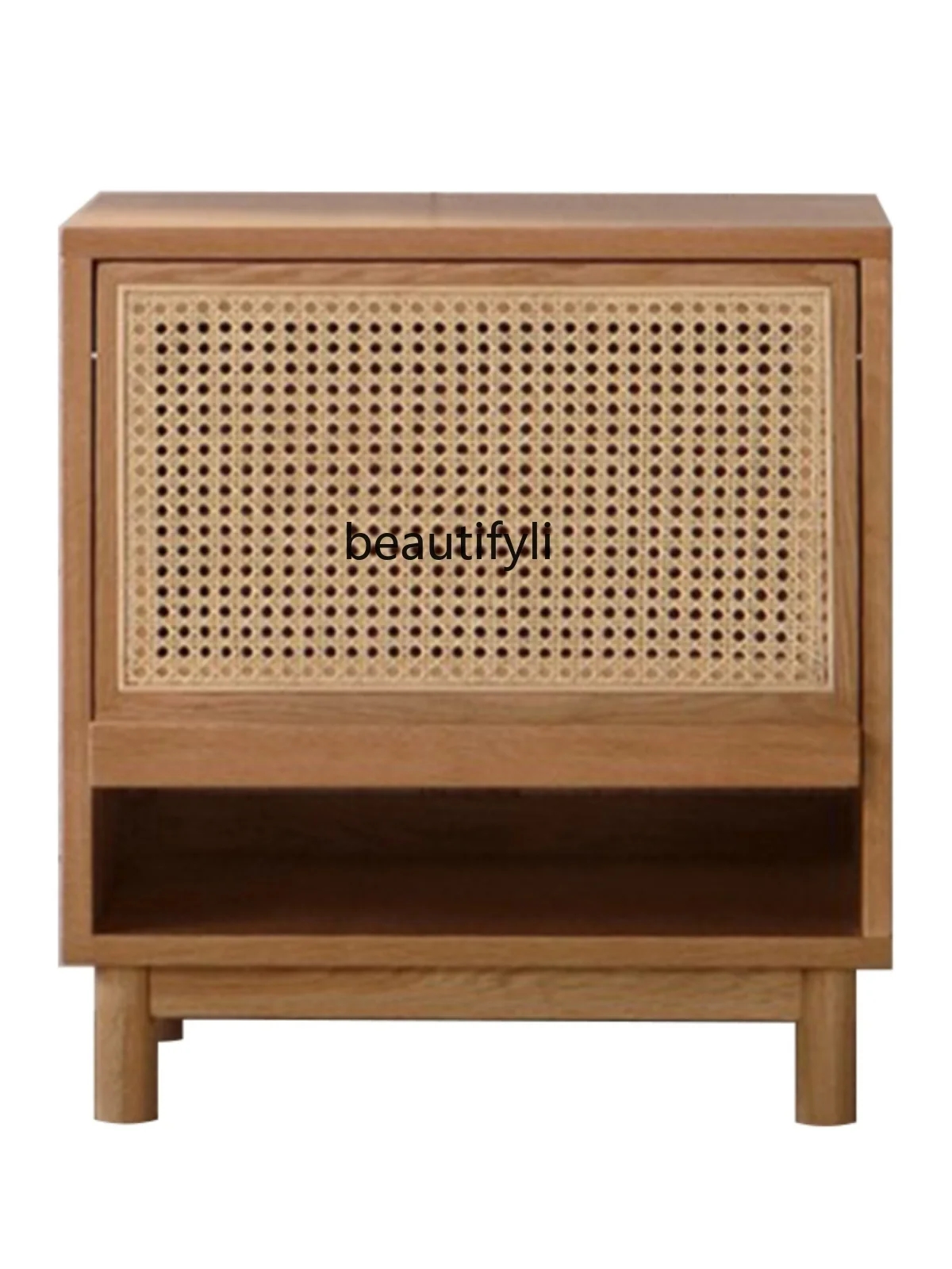 

Solid Wood Bedside Cabinet Living Room Sofa Side Cabinet Rattan Storage Bookcase Magazine Cabinet