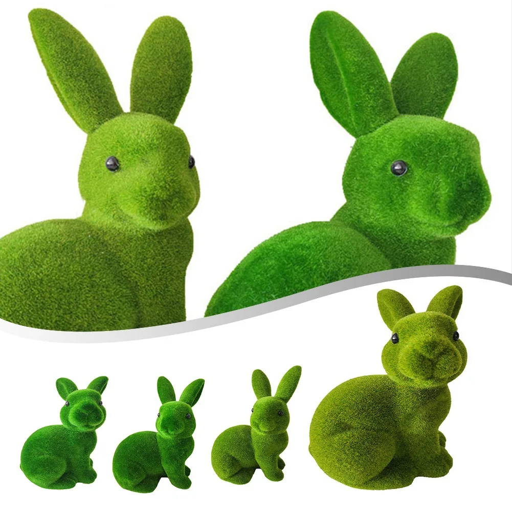 

Simulated Moss Rabbit Animal Ornaments Moss Flocked Fake Animal Rabbit Home Outdoor Courtyard Micro Landscape Crafts Gift
