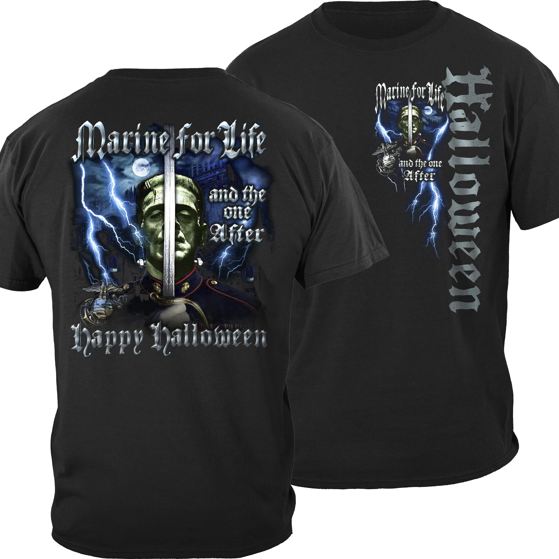 

USMC Marine for Life Happy Halloween US Marine Corps T-Shirt New 100% Cotton O-Neck Summer Short Sleeve Casual Mens T-shirt