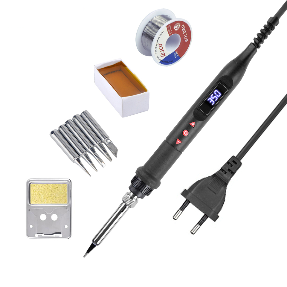 JCD 80W Soldering iron kit With Switch Adjustable Temperature LCD Screen Digital Soldering Welding Tool Solder Iron Tip Rework ï»¿