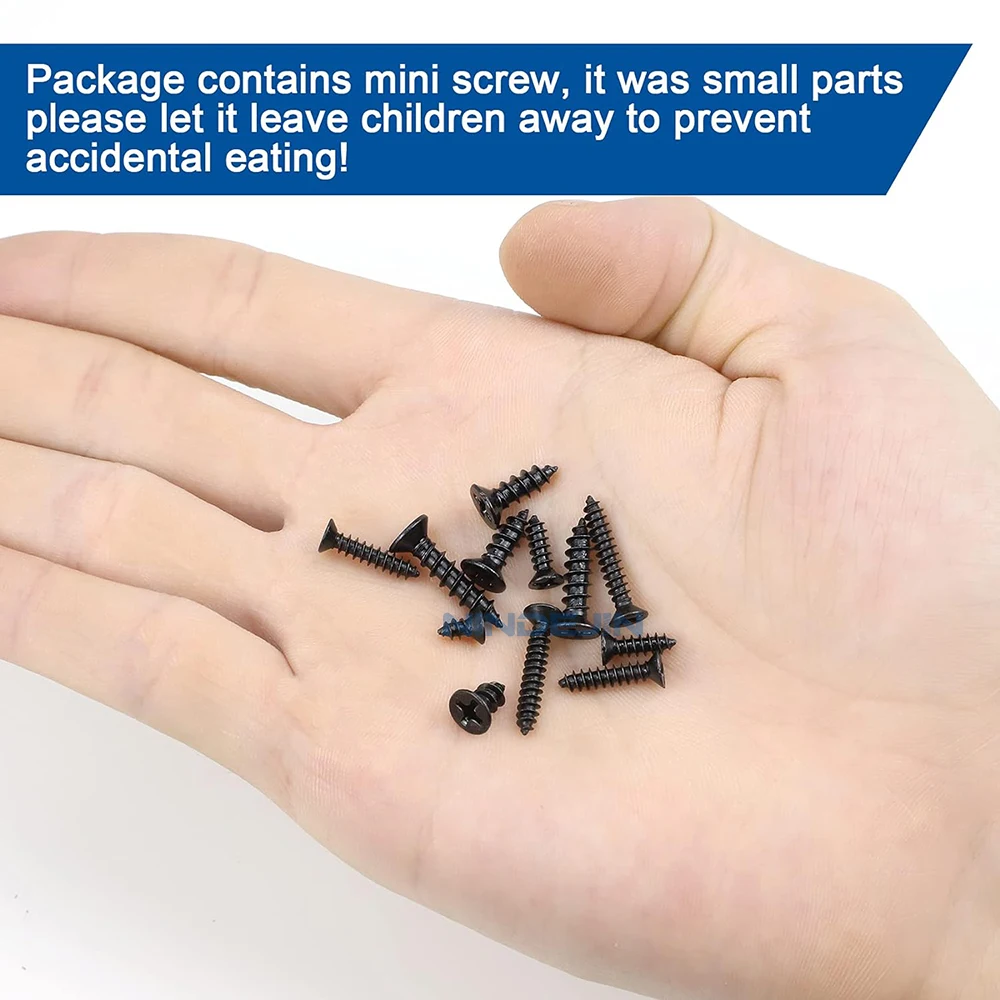 Cross Flat Head Tapping Screws Kit M1.2 M1.4 M1.5 M1.7 M2 M2.3 M2.6 M3 Carbon Steel Black Phillips 450/1200pcs