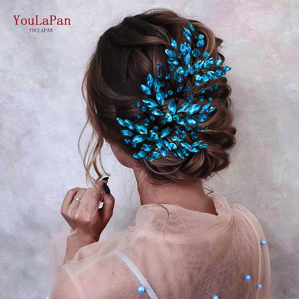 YouLaPan 트렌디 한 라인 석 신부 머리띠 웨딩 티아라 반짝 이는 여성 헤어 액세서리 수제 연회 파티 휴일 선물 HP857
