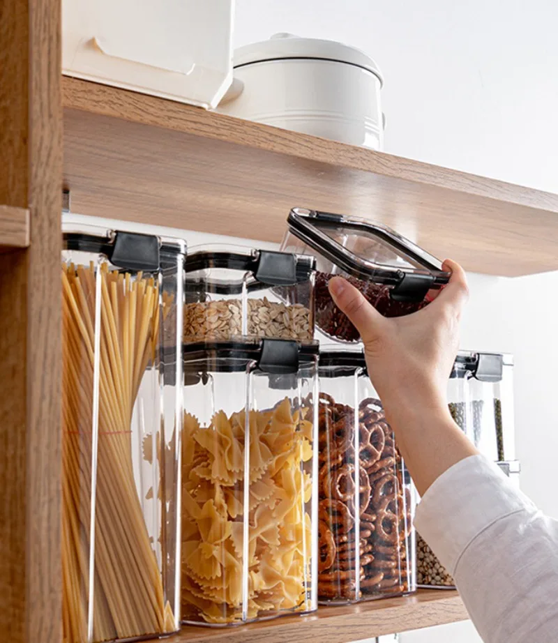 Transparent Square Storage Tank - Thick Sealed Dried Fruit  Grain Container 46070095013001800ml