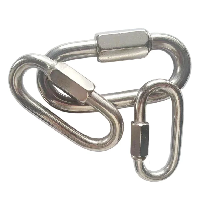 climbing carabiner Connect Hook Stainless Steel Connecting Ring Quick Chain Link Track M4/6/8/10