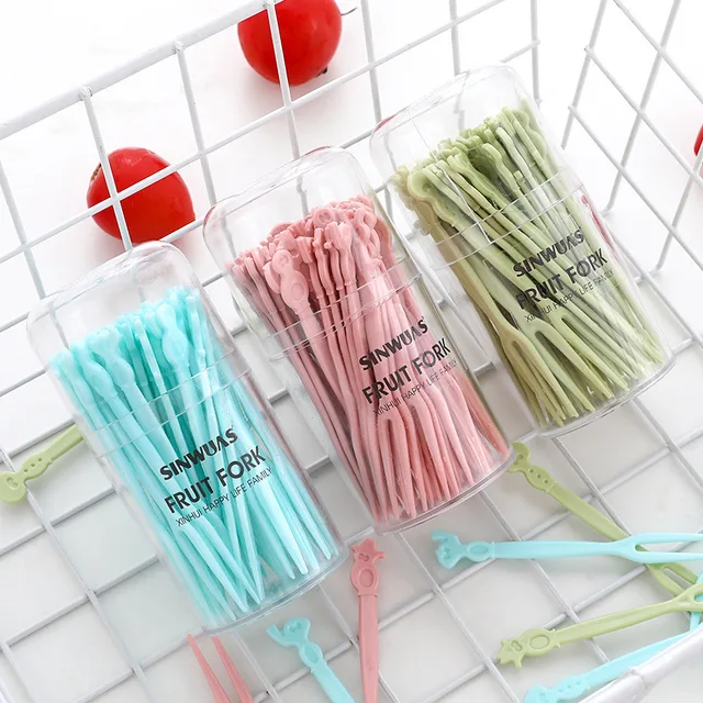 50Db/Pack Tiszta Átlátszó Eldobható Villák A Bbq Botokhoz Válogatók Nyársok Szett Otthon Étkező Műanyag Ételek Torta Gyümölcs - Image 4