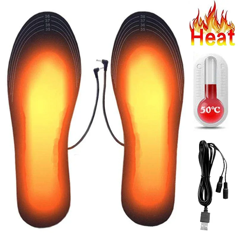 Heated Shoe Insoles USB Rechargeable Heated Insoles Size 35-46 DIY Customizable Electric Heated Shoes Pad for Outdoor Skiing Winter Foot Warmers