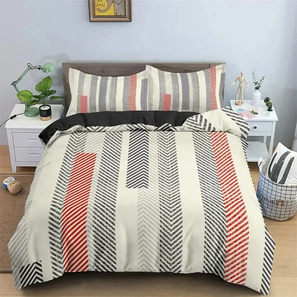 New Simple Modern Geometric Bedding Set, Geometric Trapezoid Printed Duvet Cover,Single Double Bed Quilt Cover And Pillowcase
