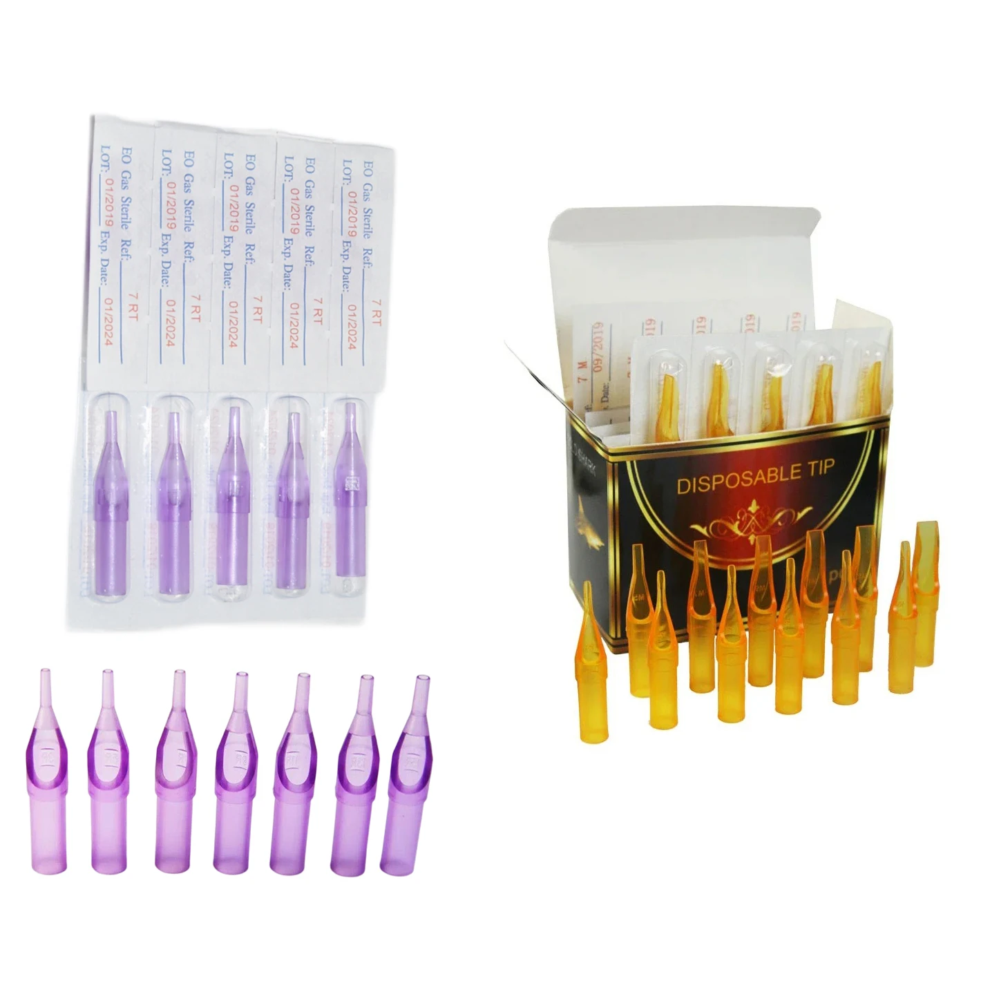 50PCS Disposable Tattoo Tips, Plastic Nozzle Tubes for Tattoo Machine Needles Supply