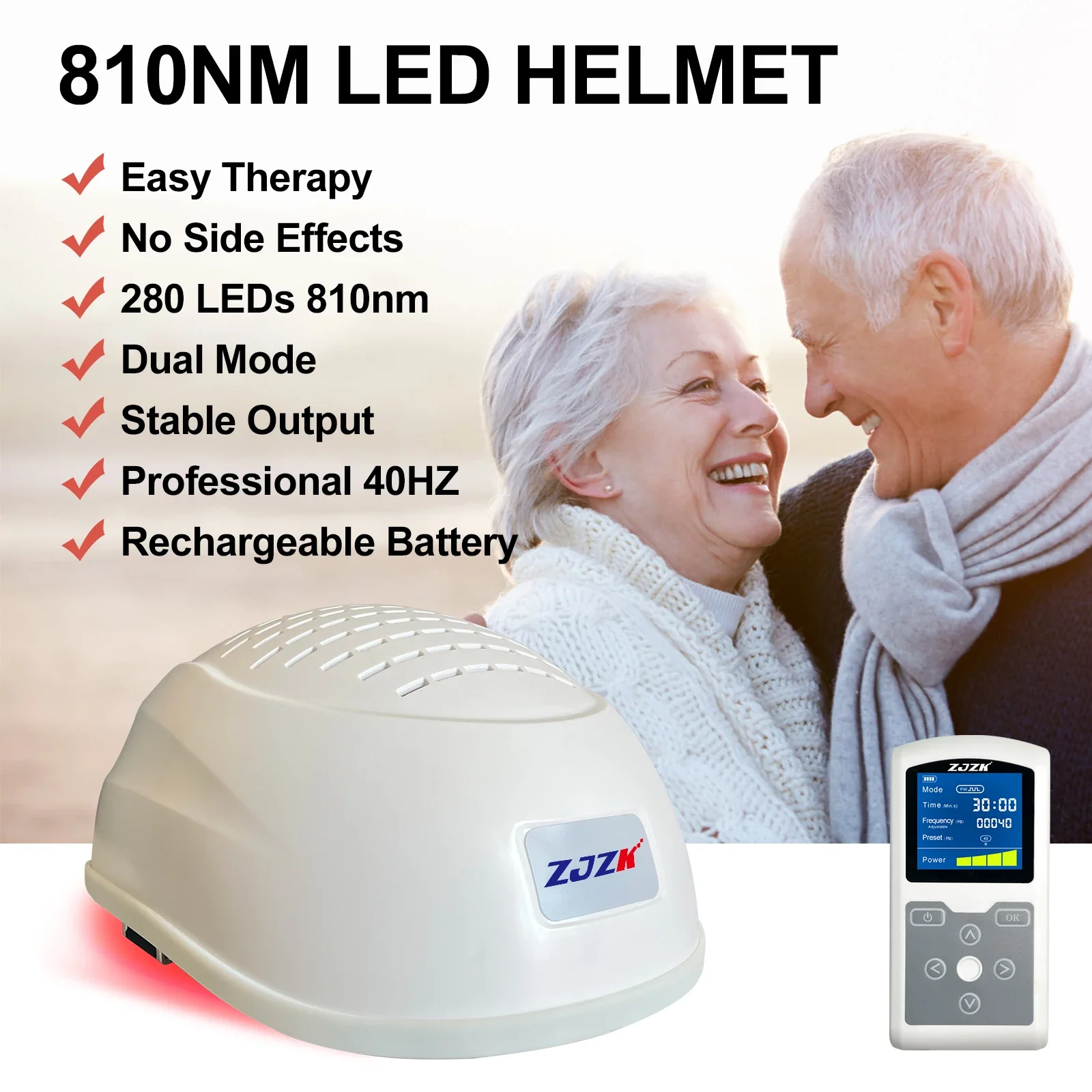 ZJZK Depression Brain Treatment 810nm 1070nm 40Hz Infrared Light Therapy Stimulator PBM Helmet For Parkinson Dementia Alzheimer