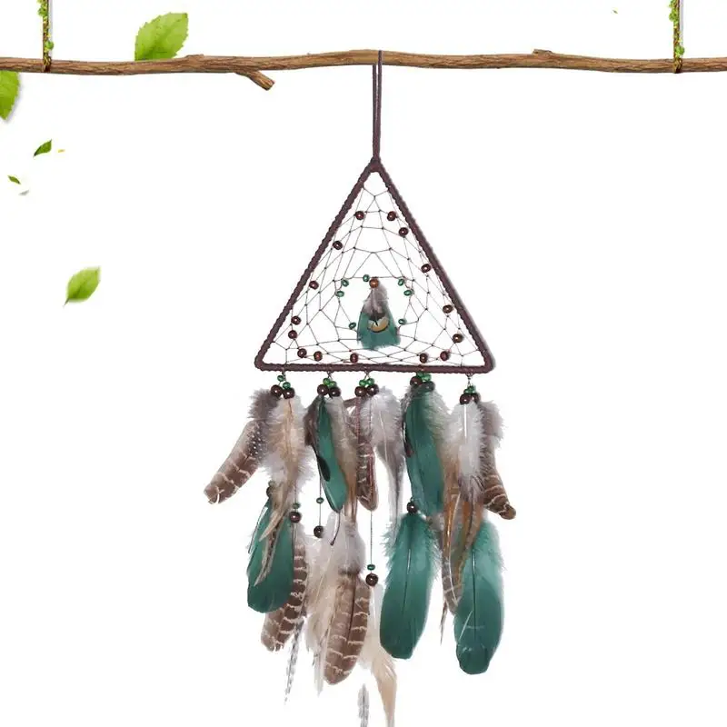 

Feather Dreamcatcher Dream Catcher Wall Decor With Natural Feather Handmade Decorative Feather Native Dreamcatcher Triangle For