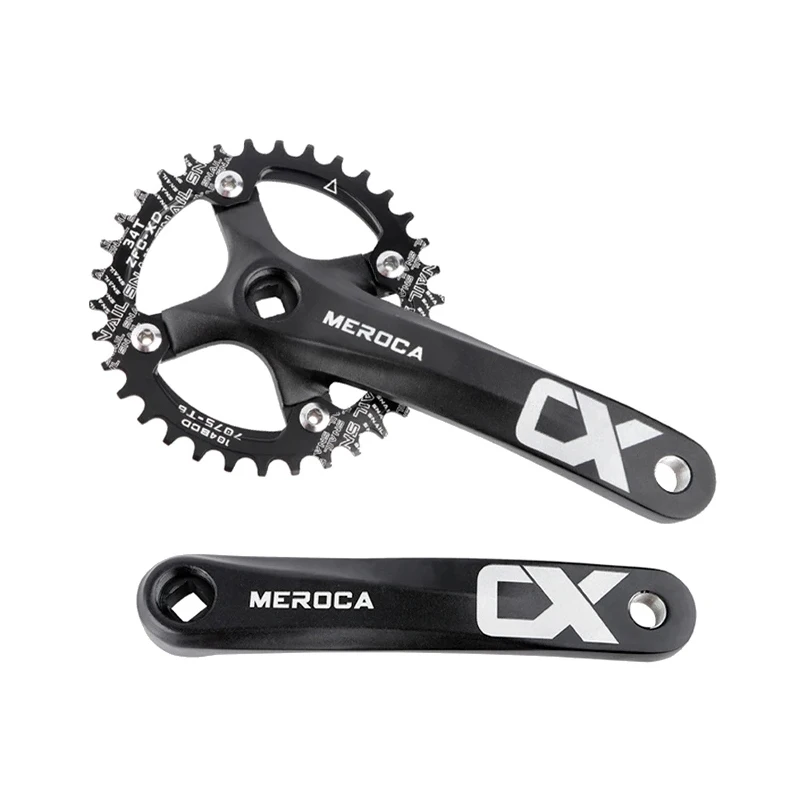 MEROCA CX Crankset Square Hole MTB Cranks 104bcd Aluminum Alloy Mountain Bike Square Crankset 170mm 32/34/36/38/40/42T