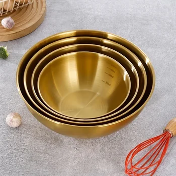 3Pcs A set of three stainless steel bowls for mixing, kneading dough, and serving salads, suitable for kitchen use. 1