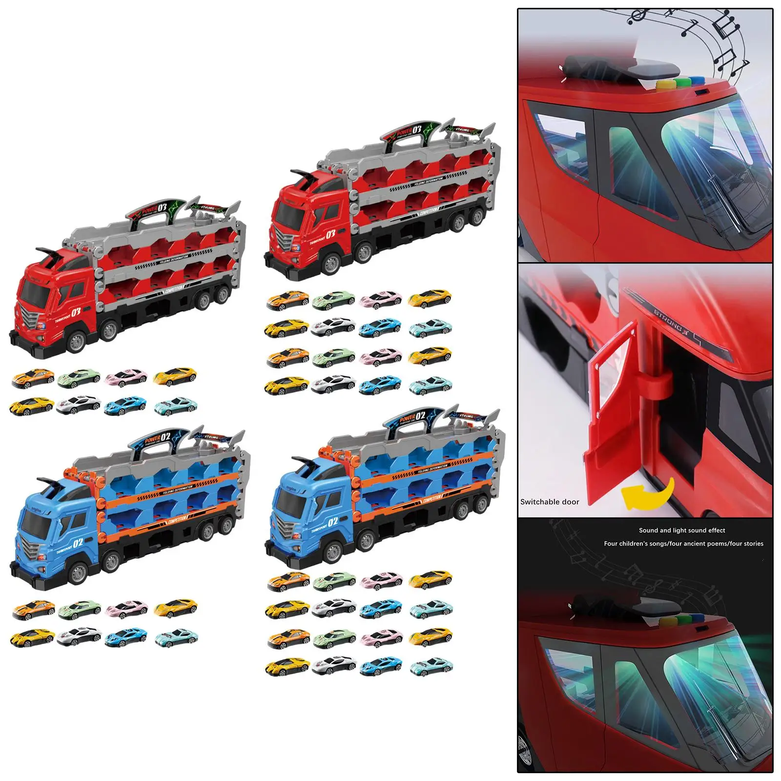 Hauler Transporter 트럭 장난감 세트, 접이식 조기 교육 장난감 트럭, 1, 2, 3 세 어린이 생일 선물