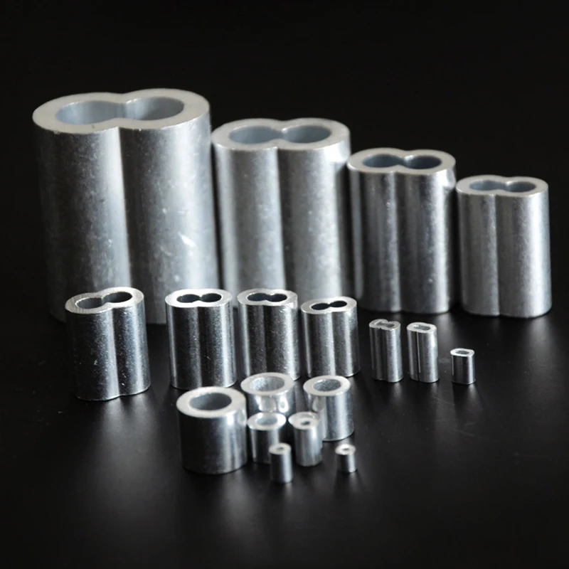 Aluminum Casing Collar M1.0 M1.2 M1.5 M2 M3 M5 M6 M8 Wire Rope Ferrule Cable Ties Crimp Stell Chuck Jacket 8-Shaped Double Hole wire rope clamps wire crimp sleeve wire rope sleeve cable clamps