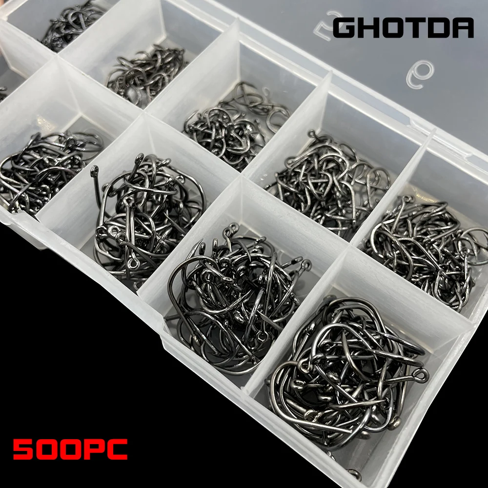 

500pcs / Box Jig Head for Soft Lure Sharp Barbed Bait Hook Fishhook Jig Barbed Carp Hooks Fishing Hook 3#-12# High Carbon Steel