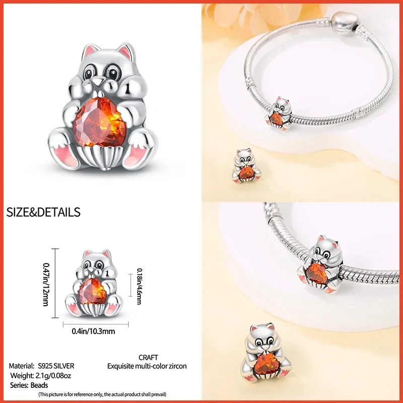 925 Sterling Silver Fashion Squirrel Maple Leaf Autumn Series Charms Beads Fit  Original Bracelets DIY Jewelry Making 6