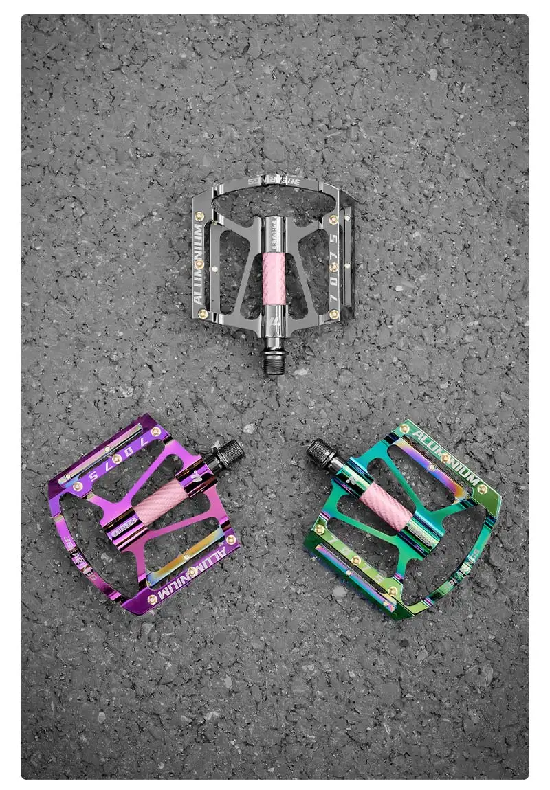 WEST BIKING Ultraleichte Fahrradpedale - Aluminiumlegierung 3 Gedichtete Lager Rutschfestes Breites Flachdesign für 14mm Gewinde MTB Rennrad – Detail 18