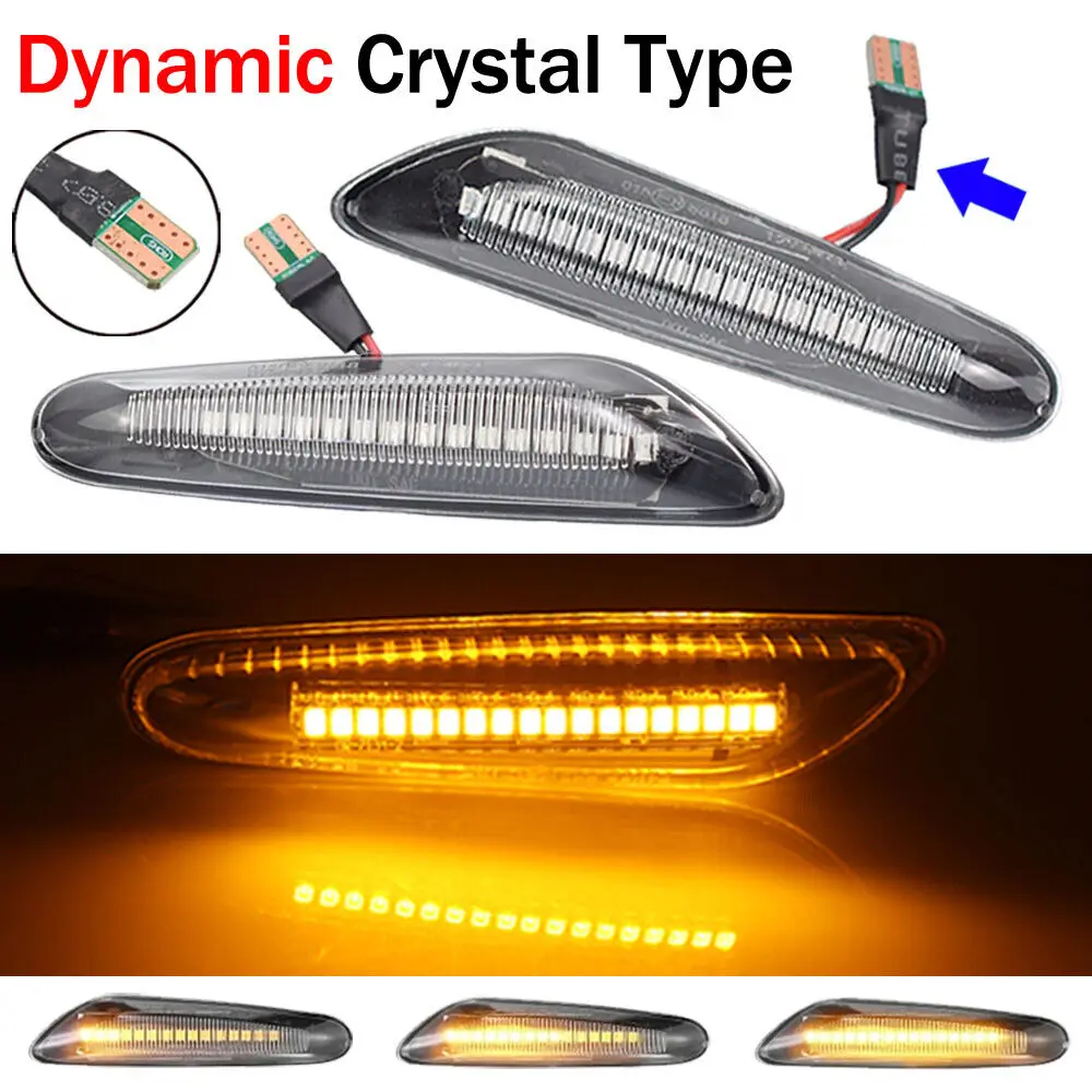 

LED Dynamic Turn Signal Side Marker Flowing Light Indicator Lamp For BMW E60 E61 E90 E91 E92 E93 E81 E82 E88 E46 X3 X1