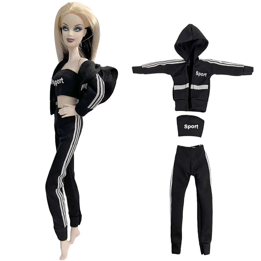 Nk 1 Set Fashion Sports Abbigliamento Casual Yoga Outfit 1/6 Doll Outfit Running Gym Vestiti Neri Per Barbie Doll Accessori Giocattoli