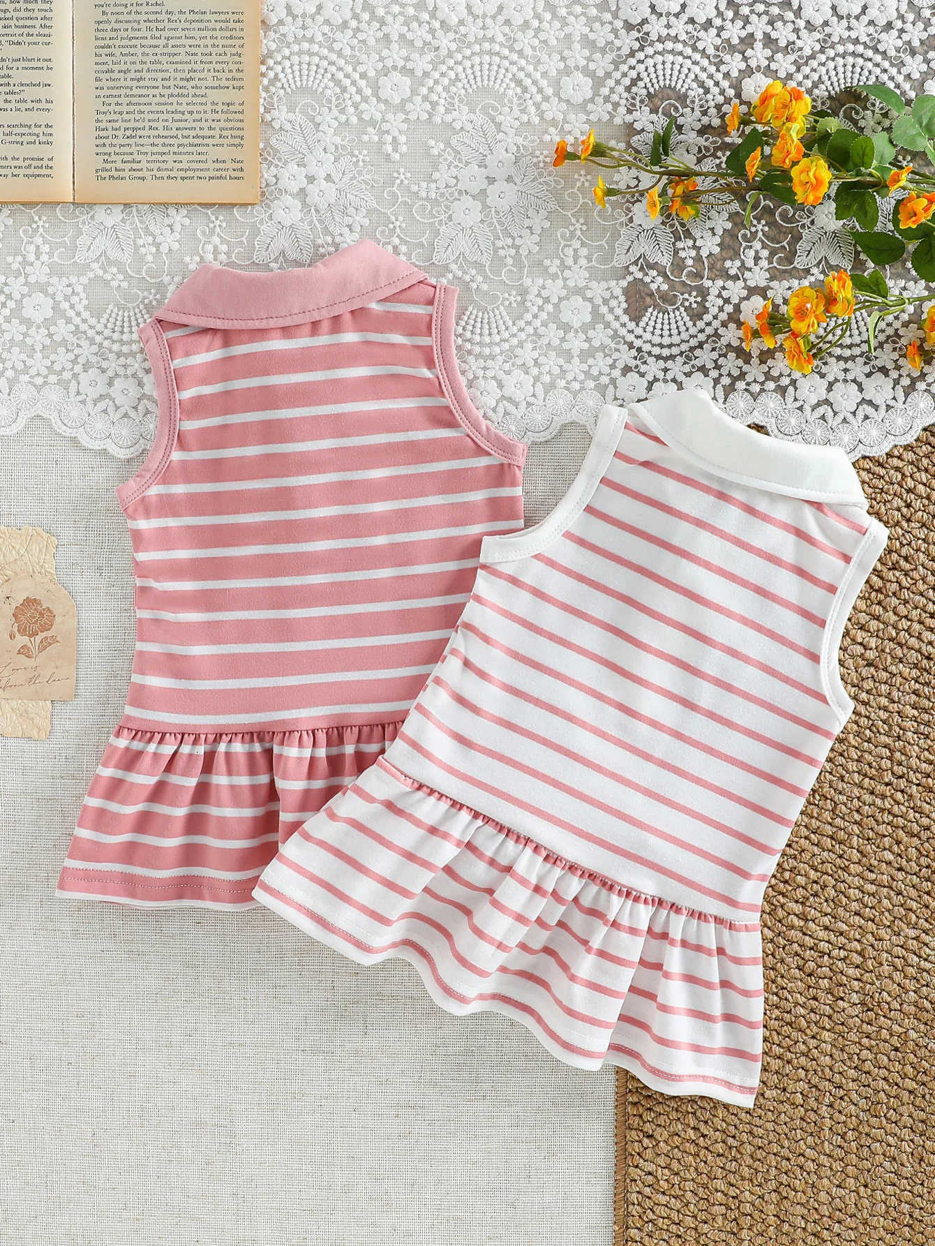 Baby Girl Striped Polo Dress Set 2