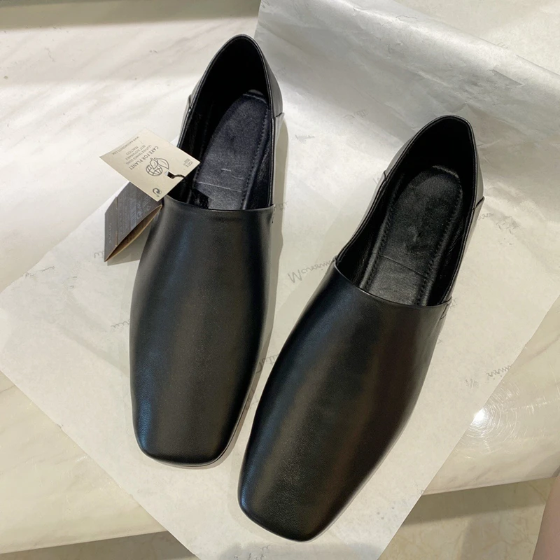 Jenny&Dave Spring Flat Shoes Summer Fashion Vintage Sheep Soft Genuine Leather Mule Shoes Women Slip-On Loafers Women